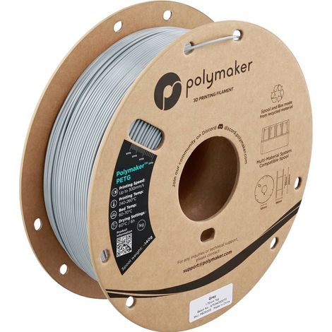 Polymaker PB05003 Filamento per stampante 3D PETG Filamento ad alta velocità 1.75 mm 1000 g Grigio 1 pz.