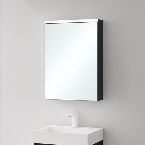 Mai & Mai Armoire Suspendue de Salle de Bain avec Miroir Armoire de Toilette Meuble Miroir avec éclairage LED Armoire Miroir Mural 50x15x70 cm Anthracite Mat SpiegelSR-03 (1/5)