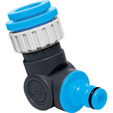Adapter AQUACRAFT® 550342, Gelenk, 1/2"-3/4"-1", 360, 180, Stecker, für Gartenschlauch