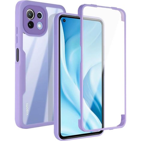 Coque pour Xiaomi Mi 11 Lite 4G/5G NE, Protection D'écran Intégrée Housse Antichoc Militaire Double Face, Case Bumper Anti-Rayures en Silicone Transparent à 360°. Violet (1/5)