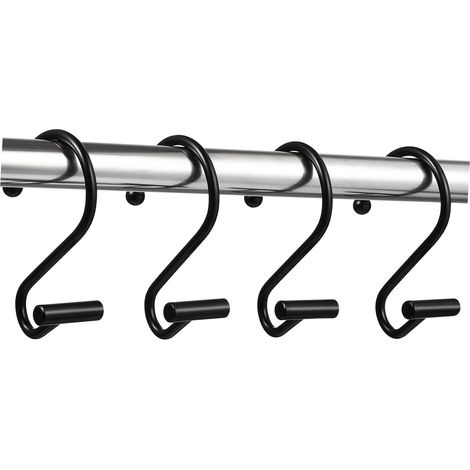 COHEALI Lot de 12 crochets rideau douche en fer noir forme S (1/5)
