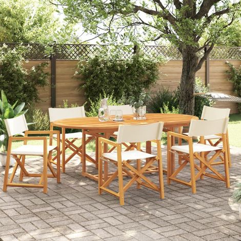 Klappbare Gartenstühle 6 Stk. Cremeweiß Stoff