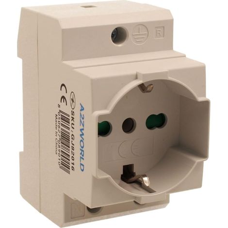 Prise modulaire universelle P40, Schuko + Bipasso italien, 10/16A AC 220V, 2 modules barre DIN, IP20 IEC60884 (1/5)