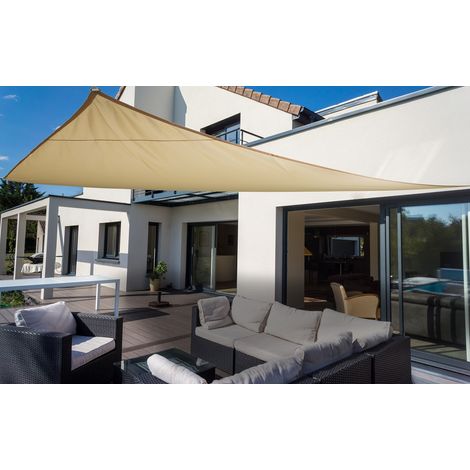Dreiecksonnensegel 460 cm - Polyester - Farbe hell elfenbein (1/5)