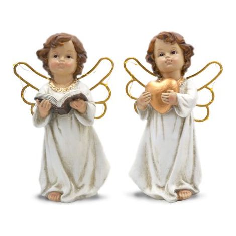 Decorazione Casa Natalizia Angelo in Resina con Luce 20 cm 2 Modelli