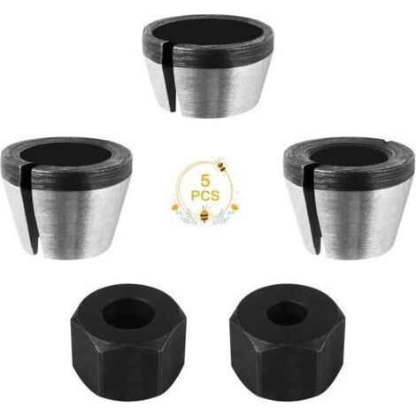 Adaptateur de Mandrin, 5Pcs Tête de Mandrin, Mandrin de Pince de Routeur, Collet Mandrin Affleureuse, Mandrin de Fraise à Bois, Pince de Serrage Defonceuse, Adaptateurs de Pince pour Machine à Graver (1/5)