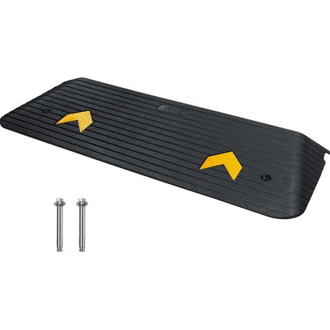 Rampe de Seuil Hauteur 3,8 cm Rampe Trottoir en Caoutchouc avec 1 Canal Capacité Charge 15 tonnes Surface Texturée Antidérapante pour Fauteuil Roulant Voitures Scooters Quai Garage 110x32x3,8 cm (1/5)