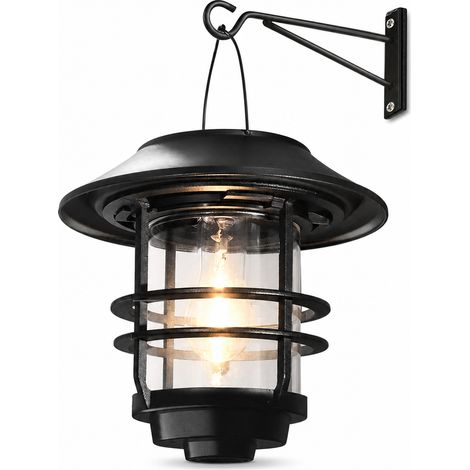 Lanterne Murale Solaire Extérieure Suspendue, Étanche, Style Vintage avec Lumière Chaude à Filament pour Jardin (1/5)