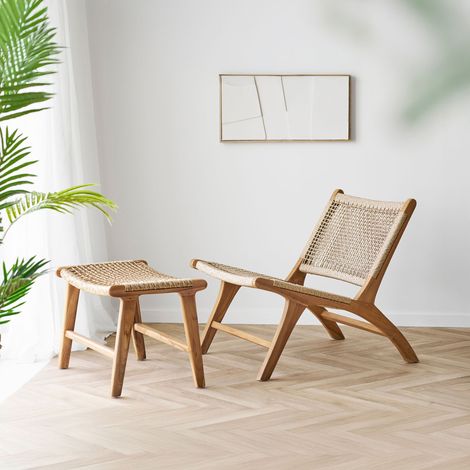 Derby fauteuil avec repose-pieds teck. (1/4)