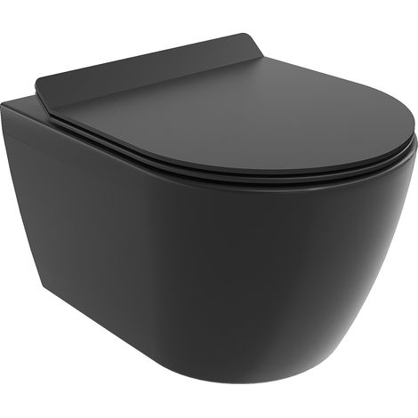 Mexen Carmen cuvette WC sans bride avec siège slim et système de descente douce, en duroplast, noir mat - 30880 (1/5)