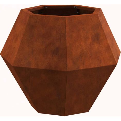 Jardinière rectangulaire design moderne extérieur 50 x 50 x 40 cm en acier rouillé (1/5)