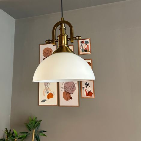 bamyum Perry Suspension Luminaire Verre Rétro en Metal de 30 cm, Lustre de Salon Vintage, Éclairage de Plafond pour Chambre, Cuisine, Lampe Suspendue (1/5)