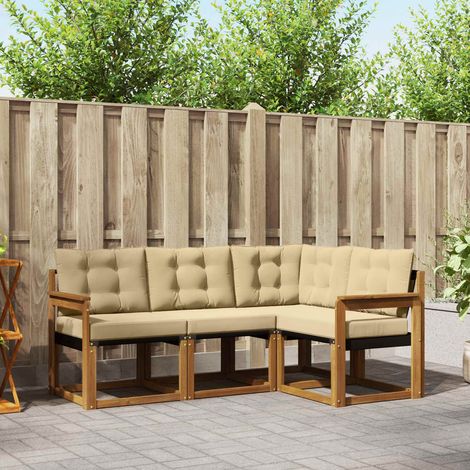 Ensemble de canapés d'extérieur 4 pcs Naturel et Beige (1/5)