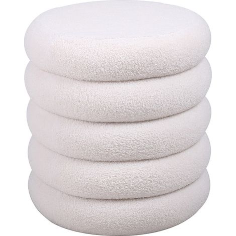 Pouf in Tessuto bouclette Panna - ECAMBI (1/4)