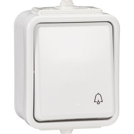 Pulsante a "campanello" per montaggio a superficie, IP44, cedro bianco (1/3)