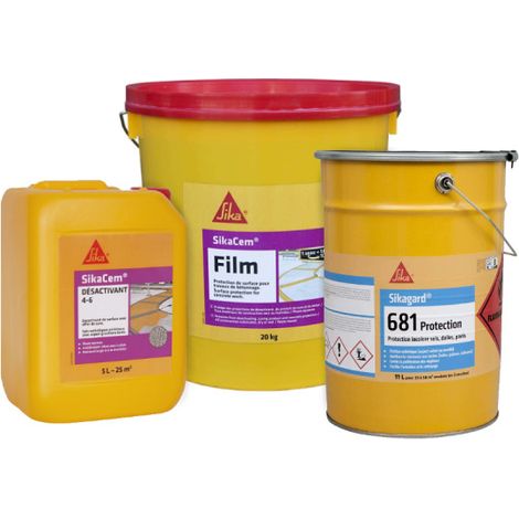 Kit calcestruzzo disattivato SIKA 25m² - Protettore di superficie 20kg - Disattivatore 5L - Protezione incolore per pav (1/3)