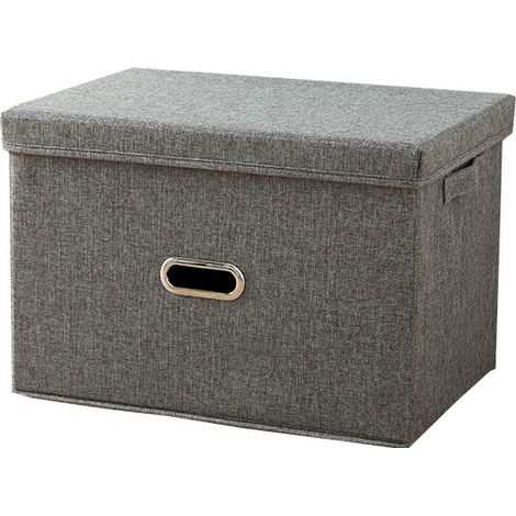 GROOFOO Boîte de Rangement de Vetement Pliable Empilable avec Couvercle et Poignées, Lavable Conteneurs organisateurs Caisse de Rangement en Tissu Chambre (58x40x35cm, Gris) (1/5)