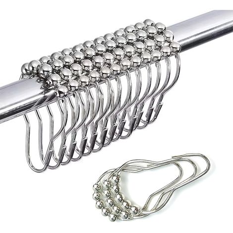 12 Duschringe aus Edelstahl 64x38 mm, Schiebesystem für Fenster, Tür, Dusche