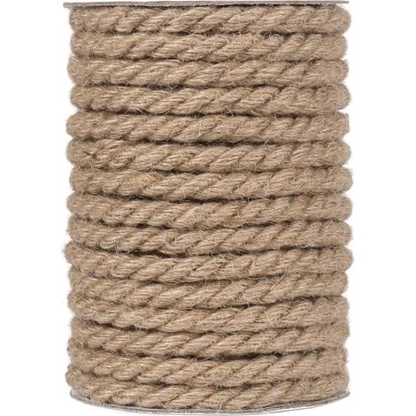 1 rouleau de 50 pieds de corde en jute de 10 mm 3/8 pouce ficelle épaisse robuste décorative pour artisanat poteau à griffer pour chat jardinage (1/5)