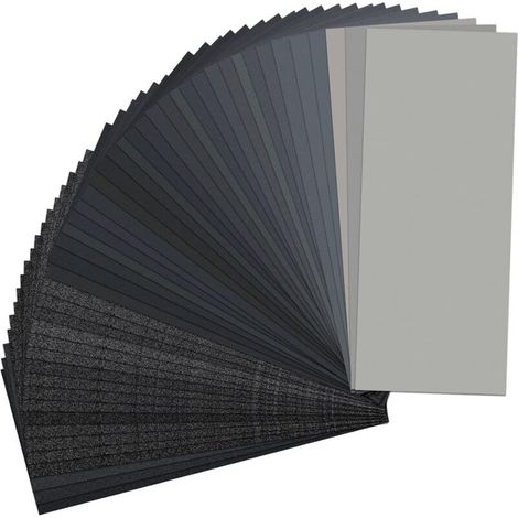 48 paquets de papier de verre, grain mixte 120-5000, 9 x 3,5 pouces, papier de verre de qualité supérieure pour une utilisation à sec et à l'eau, adapté à la finition des meubles en bois et au ponçage