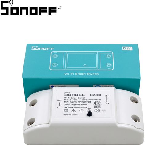Interrupteur intelligent Sonoff Basic R2, compatible avec télécommande sans fil, Wi-Fi et commande vocale Alexa. (1/3)