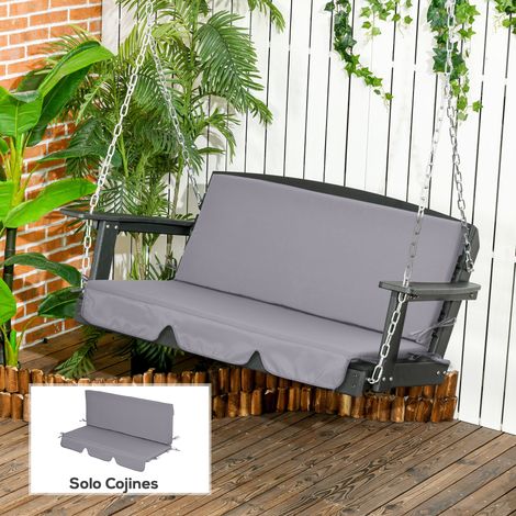 2-teiliges Schaukelstuhlkissen, Sitz- und Rückenkissen für Garten, Terrasse und Außenbereich, 130 x 45 x 5 cm, Grau