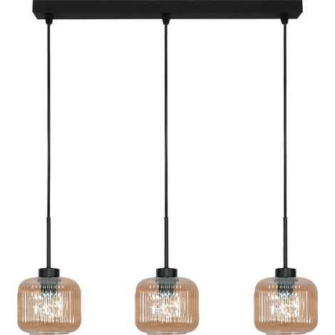 Lampada a sospensione Beka Amber 15-014 nera con paralume in vetro ambrato
