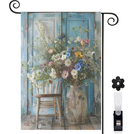 Drapeau de jardin vertical décoration maison toile résistante double face 30 x 45 cm pour jardin maison (1/5)