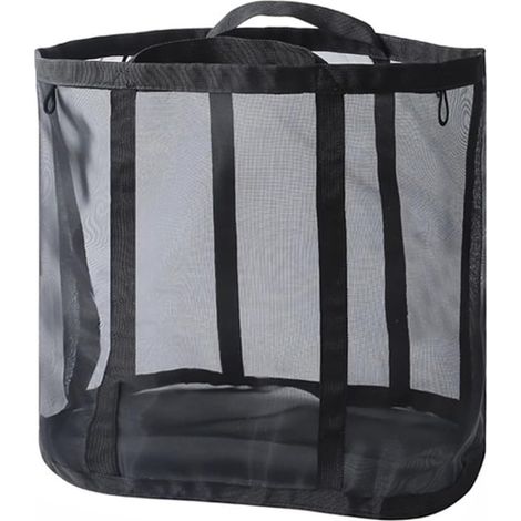 Paniers à linge pliables en maille, paniers à vêtements sales muraux avec poignées, organiseur de rangement pliable pour jouets (noir)