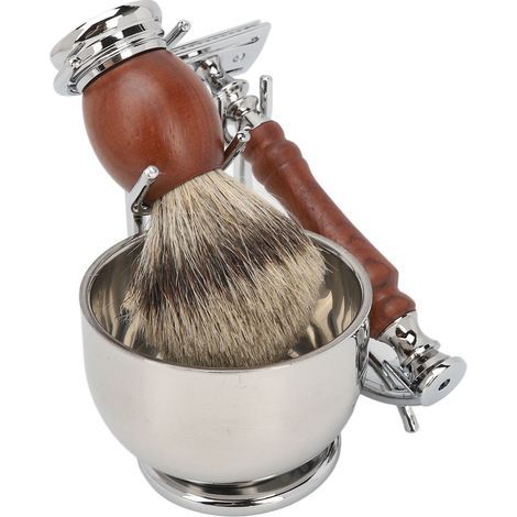 Kit de Rasage Barbier en Alliage avec Brosse et Support pour Soins Barbe Homme (1/5)