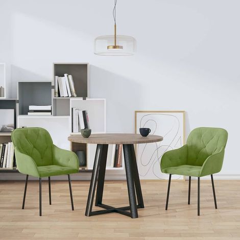 vidaXL Sillas de comedor 2 unidades terciopelo verde claro (1/5)