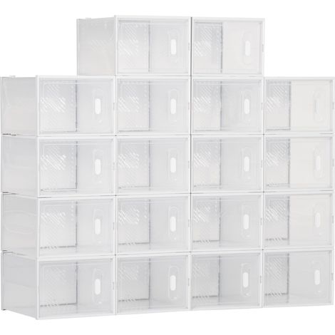 Rangement à chaussures modulaire, étagère modulable à 18 compartiments, portes magnétiques, 28 x 36 x 21 cm, transparent (1/5)