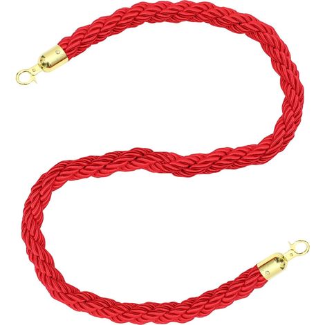 Corde de barrière de ligne 1,5 m rouge en alliage de zinc avec crochets, corde à queue avec crochets pour contrôle des foules dans les cinémas (1/5)