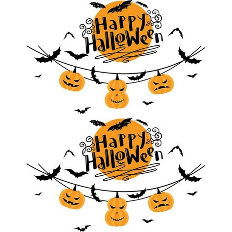 2 Pièces Autocollant Mural Fenêtre D'halloween S'accroche Autocollants De Fenêtre D'halloween Mur D'halloween S'accroche Etiquette Autocollante Grilles De Citrouille Pvc (1/5)