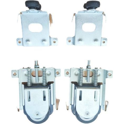 2 pièces Roulette Porte Coulissante placard, pour porte de garde-robe,rouleaux,armoire Runners Guides,guides avec tampon amortisseur, en Nylon, argent (1/4)