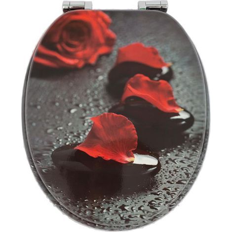 Homseat MDF Toilet Seat with Soft Close function, Rose Petals Finish (1/4)