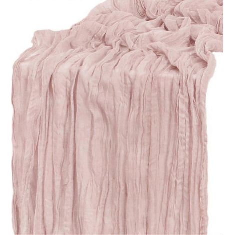 Nappe en gaze de coton rose clair style bohème, 90 x 300 cm, longue et transparente, au style rétro. (1/4)
