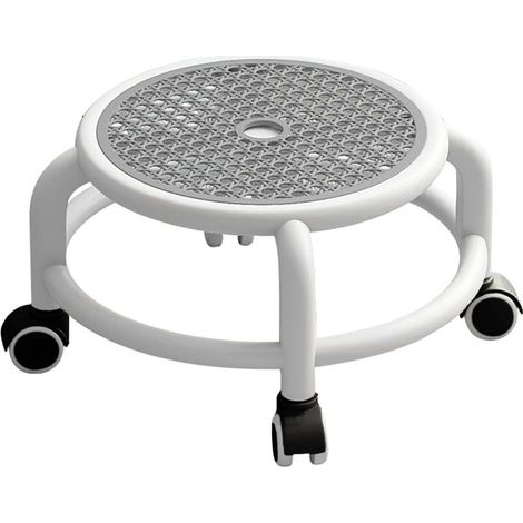 Tabouret bas rond à roulettes, tabouret de pédicure pivotant à 360°, repose-pieds robuste, mini tabouret mobile, poulie universelle haute capacité (1/5)