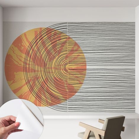 Carta da parati autoadesiva - Fotomurale adesivo - design elegante - stile moderno - Cerchio con linee 152x104 cm (1/5)
