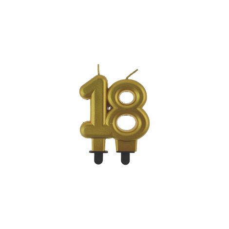 Kuchenkerze Nummer 18 Geburtstag Gold Metallic 8cm (1/3)