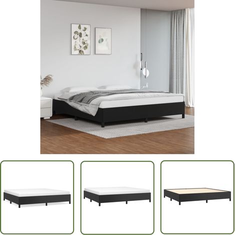 The Living Store Bettgestell Schwarz 200x200 cm Kunstleder - Betten - Bettgestelle - Doppelbett - Boxspringbetten - Schwarzes Bett (1/5)
