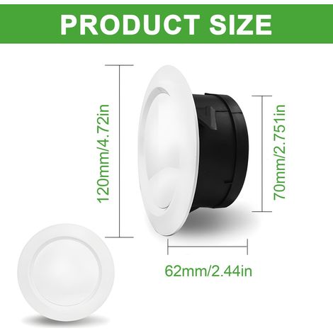 Couvercle de Conduit de Ventilation, Couvercle de Ventilation Réglable,75mm Valve à Disque Blanche,Aeration Reglable Couvercle De Grille D'évacuation Air Disponible pour Plafond ou au Mur (1/4)