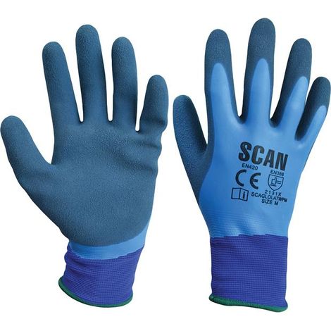 Scan Waterproof Latex Gloves - Medium (Size 8)