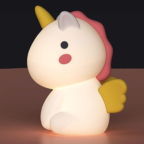 Veilleuse licorne rechargeable pour enfant, lampe de chevet USB, lampe de nuit en silicone avec piles