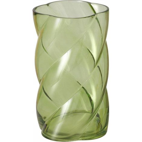 Jarrón de vidrio Boltze Curvo verde 20 cm de altura