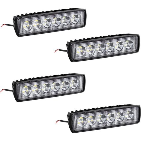 4 X 18W LED phares de travail barre lumineuse phare de travail - LED feux auxiliaires IP67 aluminium pour réflecteur tracteur agricole tout terrain-Fei Yu (1/5)
