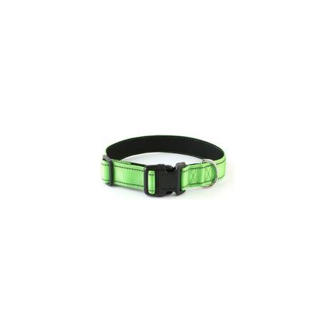 Collier réfléchissant en tissu pour chien, bouton tête de chat, vert, XL : 2,5x42-70 cm –