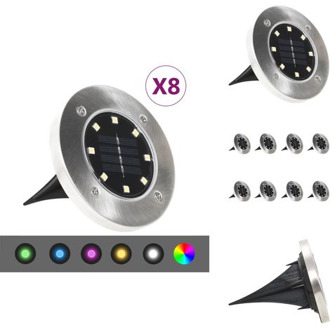 Solar-Bodenleuchten 8 Stk. LED RGB-Lichtfarbe - Gartenbeleuchtung - Außenleuchten - Solarlaternen - Solarstrahler - LED-Beleuchtung (1/5)