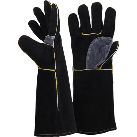 BEBUSINGOTO Gants extrêmement résistants au feu et à la chaleur, en cuir avec coutures Kevlar, idéaux pour les cheminées, poêles, fours, grills, soudures (1/4)