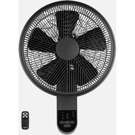 Ventilador Pared Aloha 50w Negro 3vel 5asp C/remoto Oscilante Y Orientable,temporiz.60x43x32cm